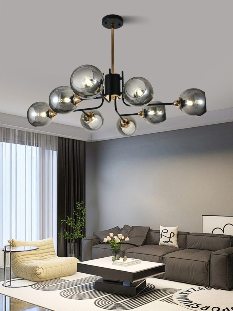 Lustra model N6802-8 – 8 abajururi elegante, finisaj negru Lustra model N6802-8 –Elit's 8 abajururi elegante, finisaj negru