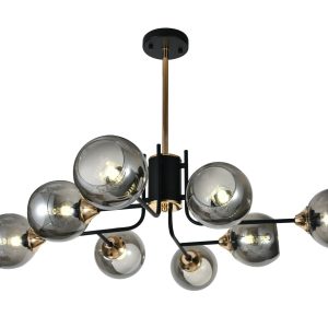 Lustra model N6802-8 – 8 abajururi elegante, finisaj negru1 Lustra model N6802-8 –Elit's 8 abajururi elegante, finisaj negru
