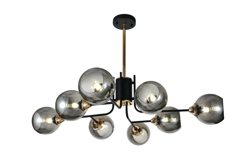 Lustra model N6802-8 – 8 abajururi elegante, finisaj negru1 Lustra model N6802-8 –Elit's 8 abajururi elegante, finisaj negru