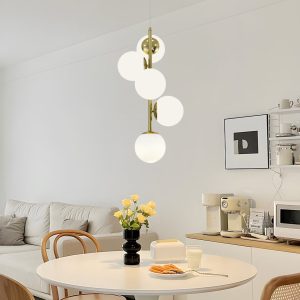 Lustra model N6803-5 – 5 abajururi elegante, finisaj auriu Lustra model N6803-5 –Elit's 5 abajururi elegante, finisaj auriu
