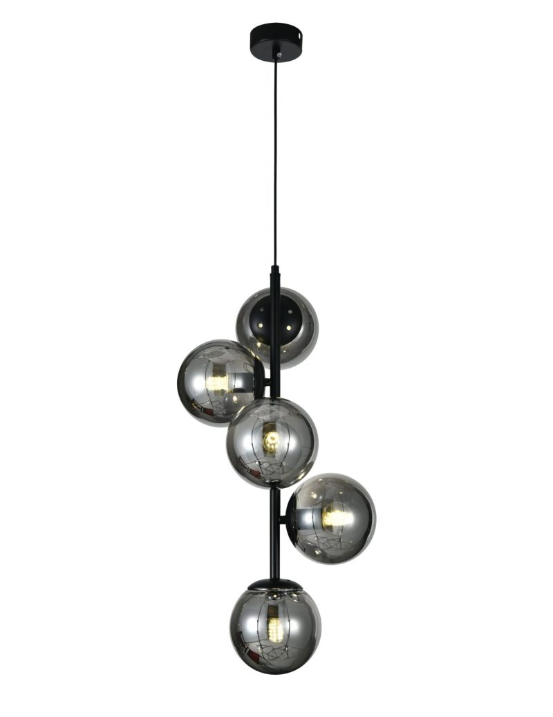 Lustra model N6804-5 – 5 abajururi elegante, finisaj negru1 - Copy Lustra model N6804-5 –Elit's 5 abajururi elegante, finisaj negru
