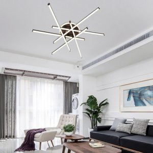 Lustră LED cu 7 surse de iluminare (6+1),Elit's 98W, cu telecomandă – Design modern maro