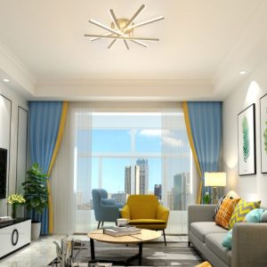 Lustră LED Auriu cu Telecomandă –Elit's 95W, 5 Surse de Iluminare, Intensitate Reglabilă, 3 Tipuri de Lumină