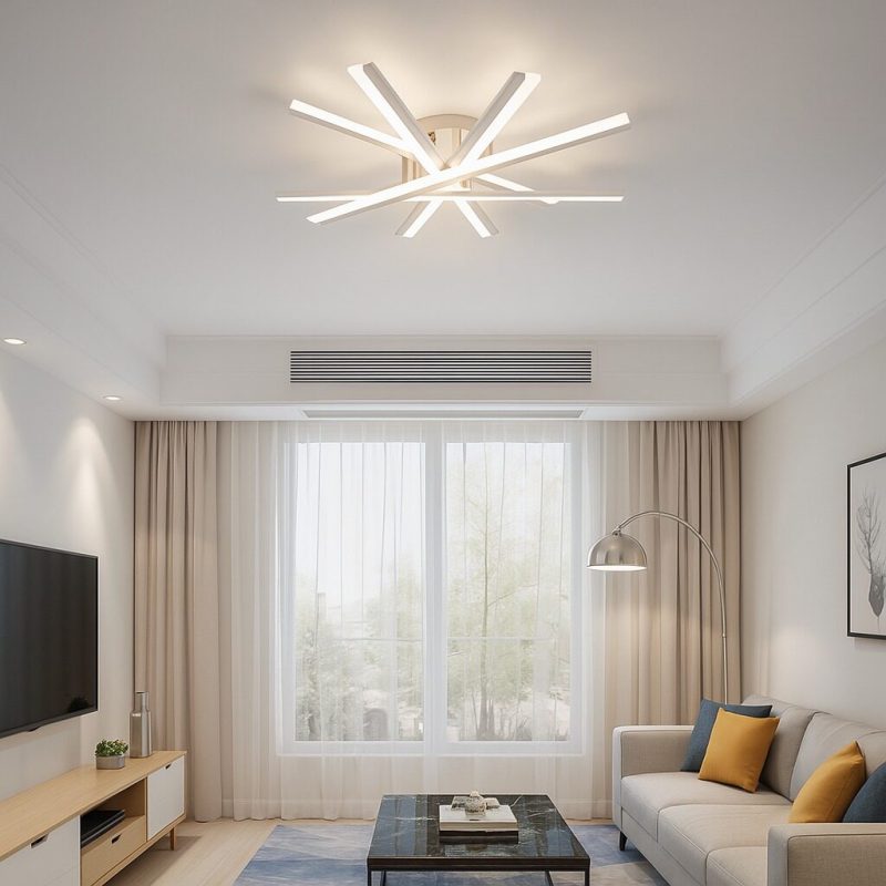 Lustră LED cu Telecomandă –Elit's Design Geometric, 3 Tipuri de Lumină, Intensitate Reglabilă, Dimmabilă
