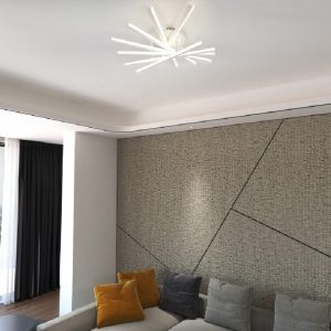 Lustră LED cu 7 surse de iluminare,Elit's 125W, cu telecomandă – Design clasic, alb