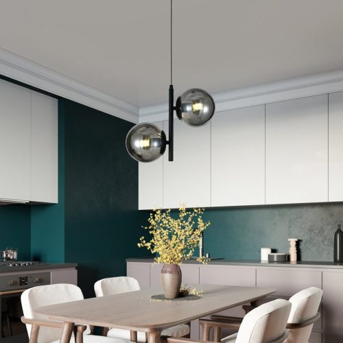 Lustra N6804-Elit's 2 abajururi elegante, finisaj negru