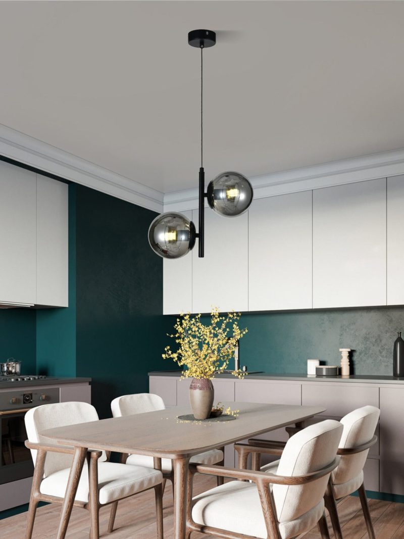 Lustra N6804-Elit's 2 abajururi elegante, finisaj negru