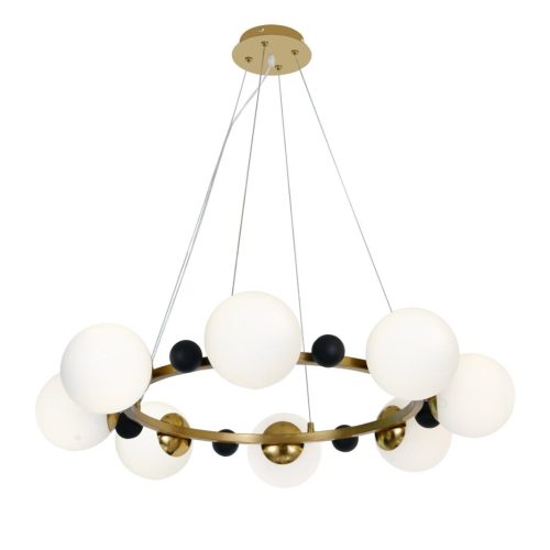 Lustră Suspendată cu 8 Abajururi –Elit's Design Auriu/Negru, Ø80 cm, Fasung E27, Înălțime Reglabilă
