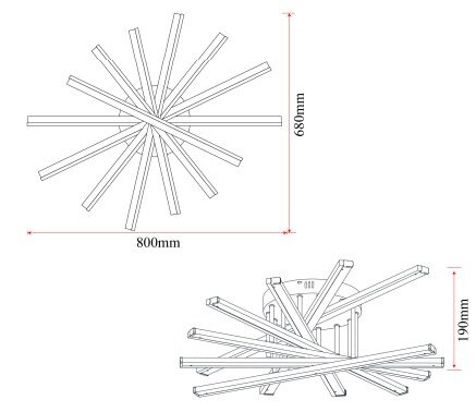 Lustră LED cu 7 surse de iluminare,Elit's 125W, cu telecomandă – Design clasic, alb
