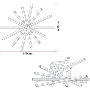 Lustră LED cu 7 surse de iluminare,Elit's 125W, cu telecomandă – Design clasic, negru elegant
