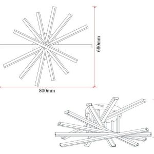 Lustră LED cu 7 surse de iluminare,Elit's 125W, cu telecomandă – Design elegant auriu