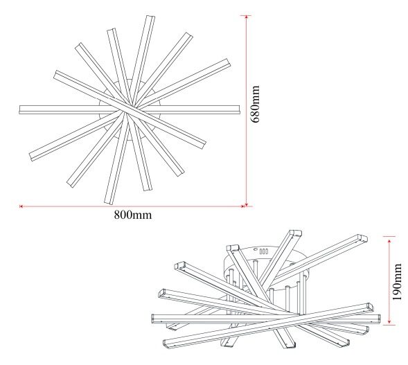 Lustră LED cu 7 surse de iluminare,Elit's 125W, cu telecomandă – Design elegant auriu