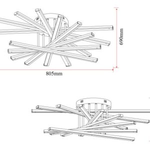 Lustră LED cu 9 surse de iluminare,Elit's 164W, cu telecomandă – Design elegant auriu
