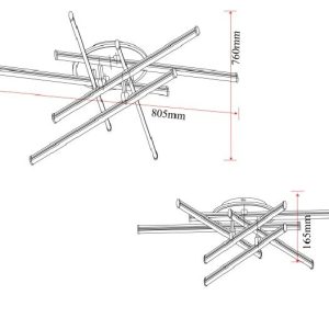 Lustră LED cu 7 surse de iluminare (6+1),Elit's 98W, cu telecomandă – Design elegant auriu