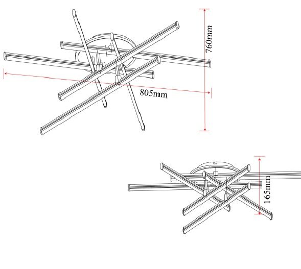 Lustră LED cu 7 surse de iluminare (6+1),Elit's 98W, cu telecomandă – Design elegant auriu