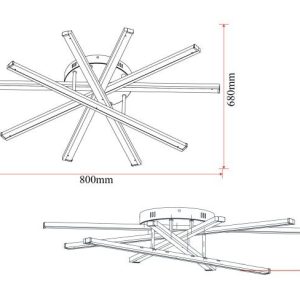Lustră LED cu Telecomandă –Elit's 95W, 5 Surse de Iluminare, Intensitate Reglabilă, 3 Tipuri de Lumină, Design Negru, 80x68 cm