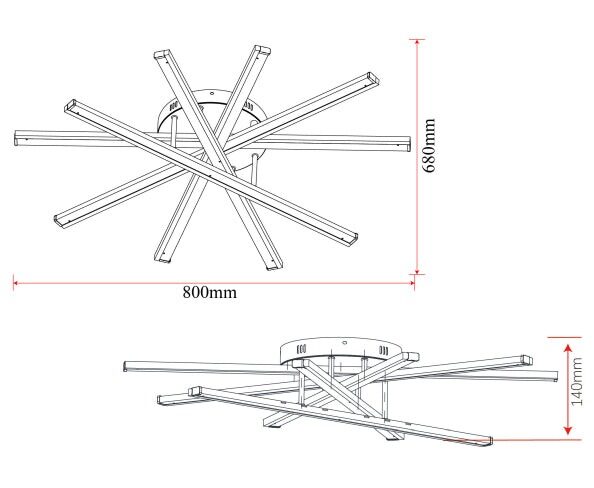 Lustră LED cu Telecomandă –Elit's 95W, 5 Surse de Iluminare, Intensitate Reglabilă, 3 Tipuri de Lumină, Design Negru, 80x68 cm