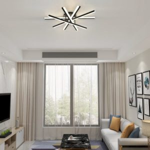 Lustră LED cu Telecomandă –Elit's 95W, 5 Surse de Iluminare, Intensitate Reglabilă, 3 Tipuri de Lumină, Design Negru, 80x68 cm