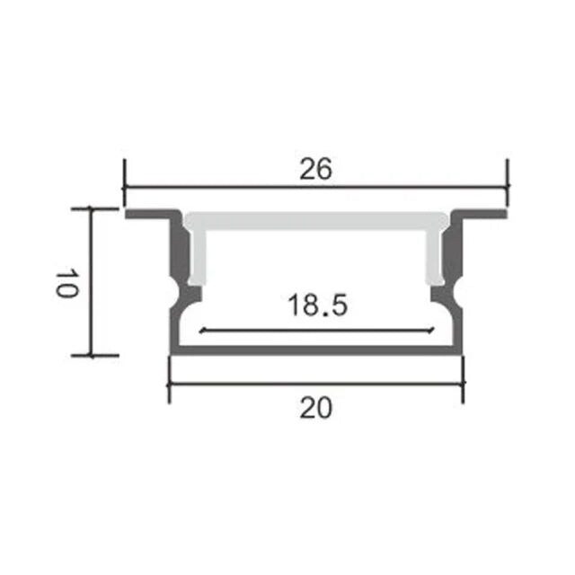 Profil LED Încastrat 20 × 10 mm – 2 m, Aluminiu Negru ✨Elit's