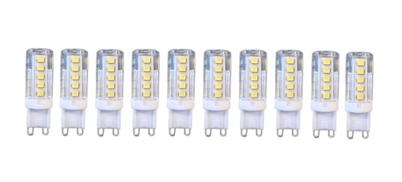 Set 10 × Becuri LED G9 – 5 W, lumină rece 6000 K, 220 V Elit's