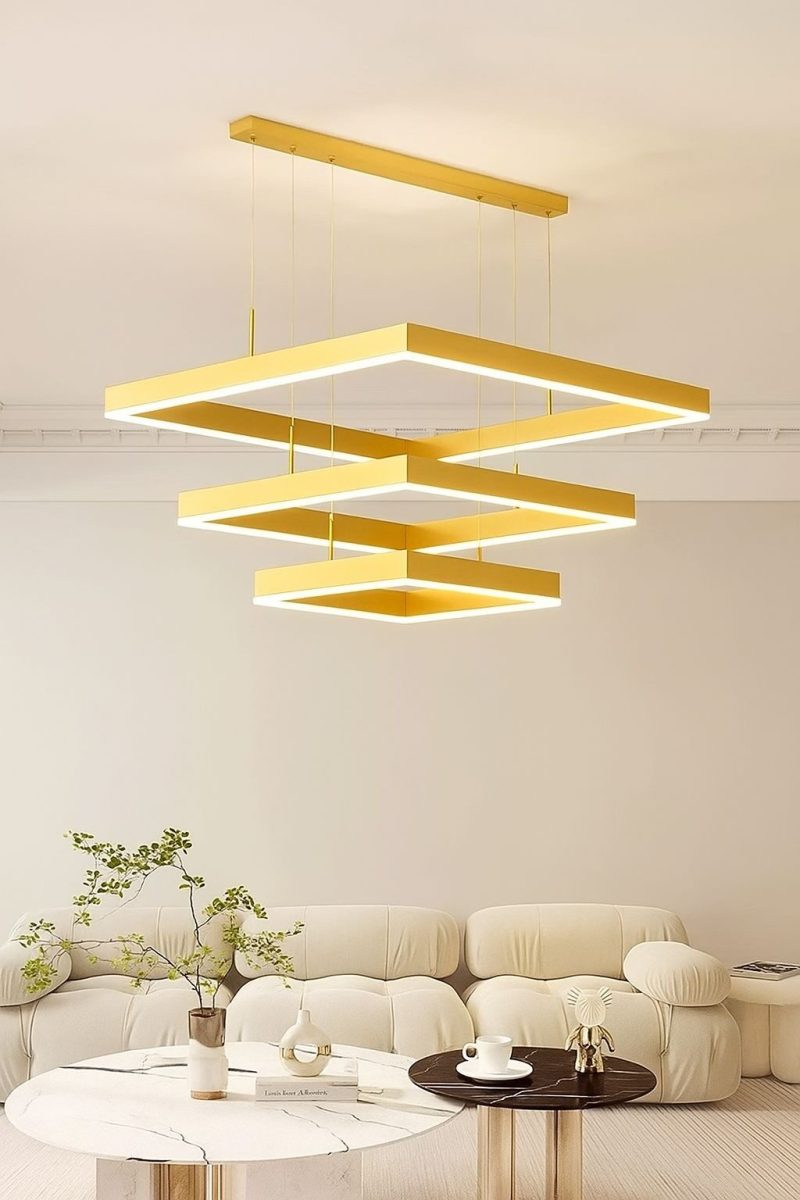 💡 Pendul LED 9510/3 Elit's– Accente Aurii și Control Complet al Luminii