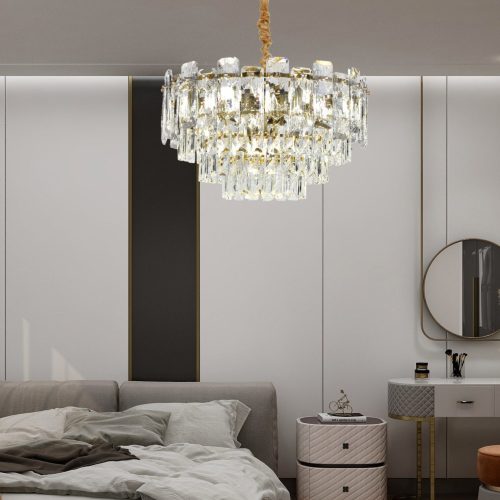 Candelabru 5861-500 – Cristale elegante și finisaj auriu, 8 socluri E14 💫Elit's
