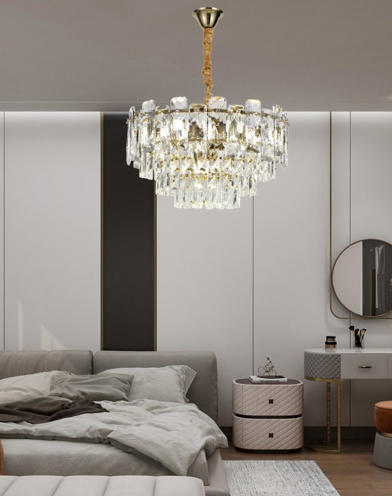 Candelabru 5861-500 – Cristale elegante și finisaj auriu, 8 socluri E14 💫Elit's