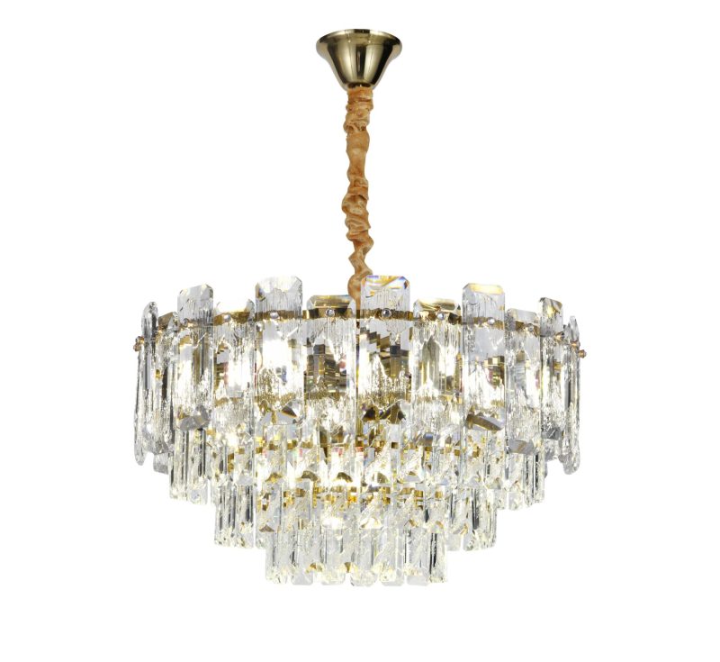 Candelabru 5861-500 – Cristale elegante și finisaj auriu, 8 socluri E14 💫Elit's