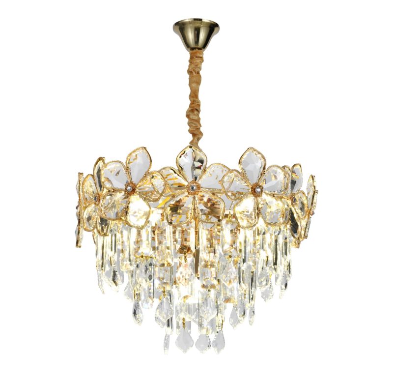 Candelabru Model 75001-400 – Cristale elegante și finisaj metal-auriu, 5 socluri E14 💫Elit's
