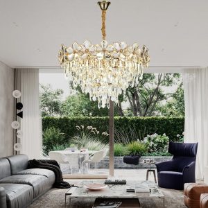 Candelabru 75001-600 – cristale elegante și finisaj auriu, 10 socluri E14 💫Elit's