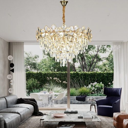 Candelabru 75001-600 – cristale elegante și finisaj auriu, 10 socluri E14 💫Elit's