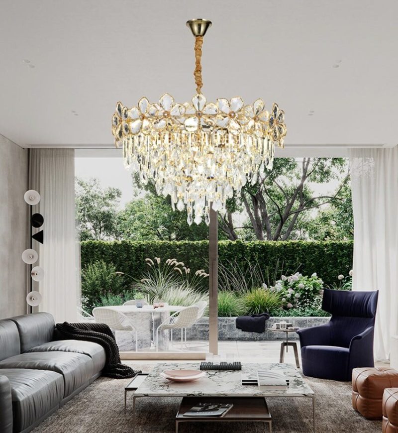 Candelabru 75001-600 – cristale elegante și finisaj auriu, 10 socluri E14 💫Elit's