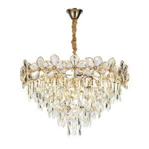 Candelabru 75001-600 – cristale elegante și finisaj auriu, 10 socluri E14 💫Elit's