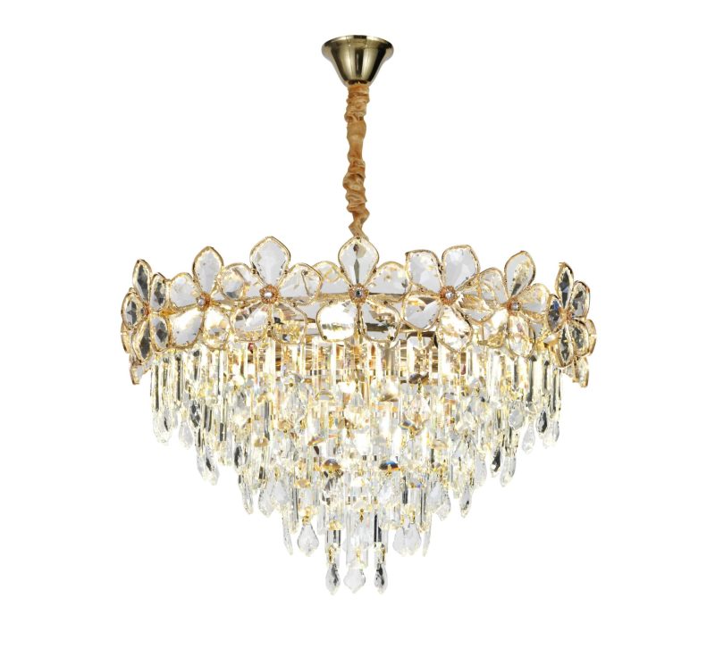 Candelabru 75001-600 – cristale elegante și finisaj auriu, 10 socluri E14 💫Elit's