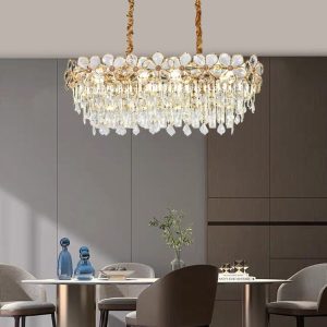 Candelabru Model 75001-800 – Cristale elegante și finisaj auriu, 8 socluri E14 💫Elit's