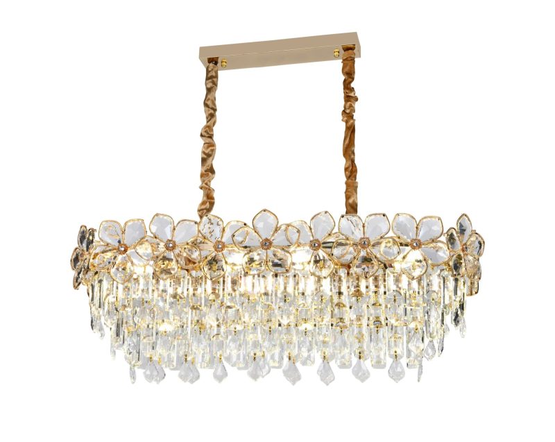 Candelabru Model 75001-800 – Cristale elegante și finisaj auriu, 8 socluri E14 💫Elit's