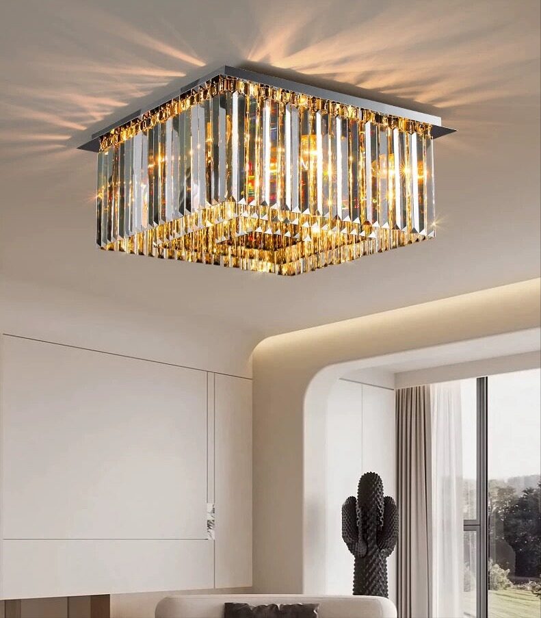 Candelabru Model H98348-600 –Elit's  8 socluri E14, metal cromat și cristale elegante 💫