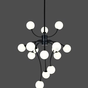 ✨ Lustră Modernă E007/15 Elit's– Stil Negru Elegant, 15 Surse de Lumină