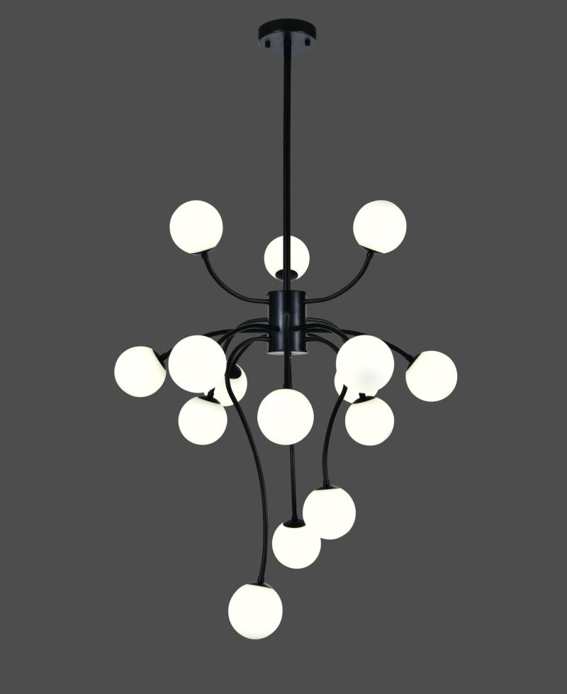 ✨ Lustră Modernă E007/15 Elit's– Stil Negru Elegant, 15 Surse de Lumină