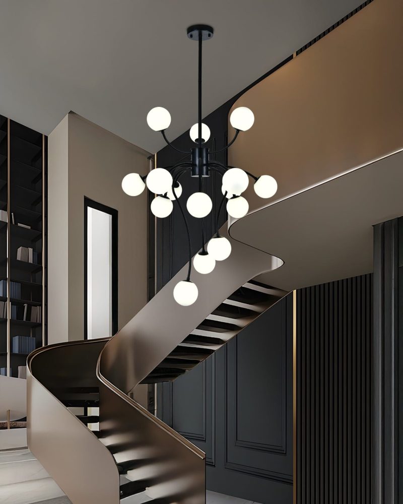 ✨ Lustră Modernă E007/15 Elit's– Stil Negru Elegant, 15 Surse de Lumină