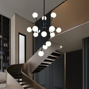 ✨ Lustră Modernă E007/15 Elit's– Stil Negru Elegant, 15 Surse de Lumină