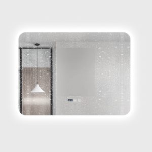 Oglinda Baie LED cu Dezaburire, Ceas si Senzor Touch Elit's– 80×60 cm, Rama Acril, Lumina Rece / Calda / Neutra