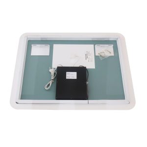Oglinda Baie LED cu Dezaburire, Ceas si Senzor Touch Elit's– 80×60 cm, Rama Acril, Lumina Rece / Calda / Neutra
