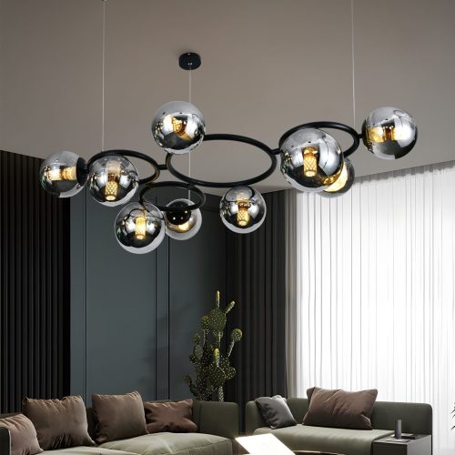 💡 Pendul N6805/9 Elit's– Impact Vizual Puternic în Negru & Crom