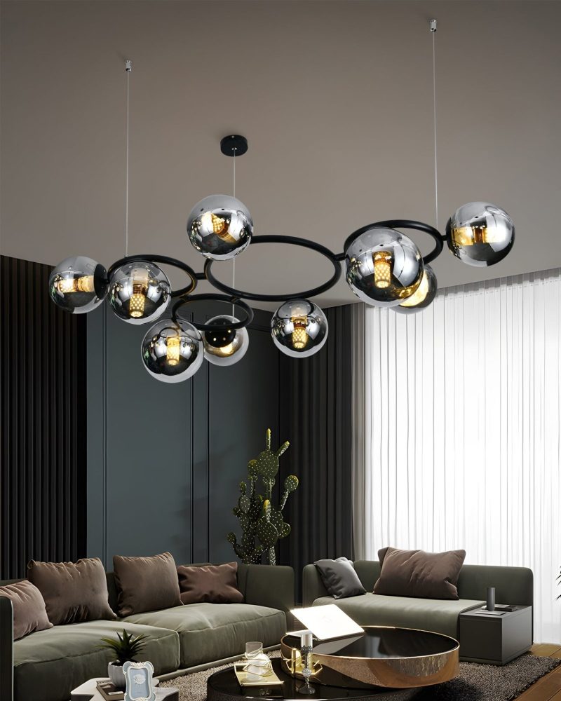 💡 Pendul N6805/9 Elit's– Impact Vizual Puternic în Negru & Crom