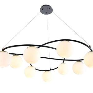 N6806-9BK_WH 💡 Pendul N6806/9 Elit's– Simetrie și Lumină în Design Geometric Negru/Alb