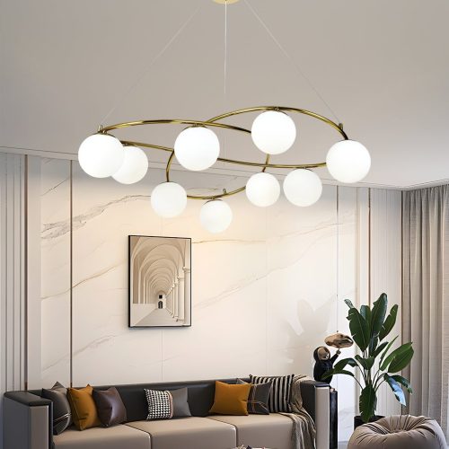💡 Pendul N6806/9 Elit's– Eleganță Aurie în Design Geometric Modern