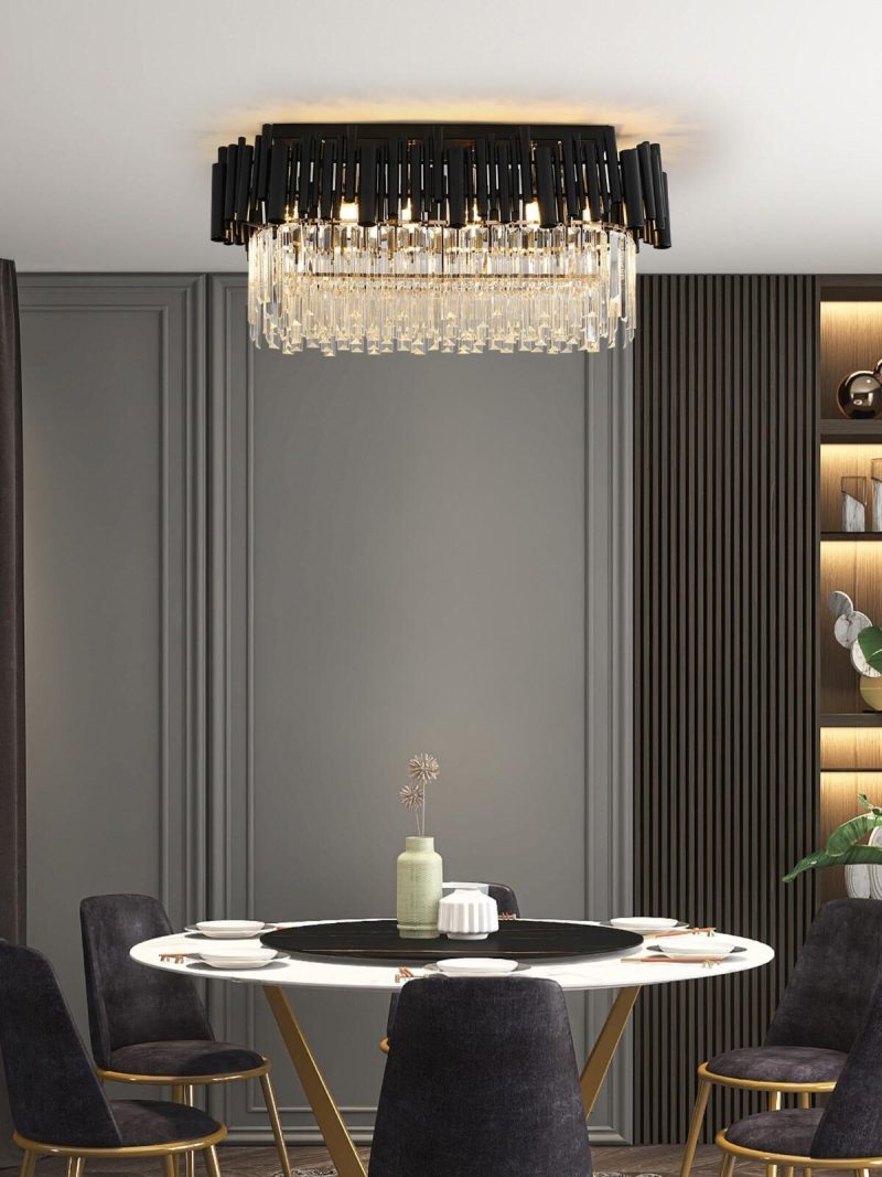 Candelabru modern cu cristale – 75x30 cm, culoare negru Elit's