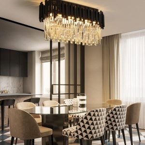 Candelabru modern cu cristale – 75x30 cm, culoare negru Elit's