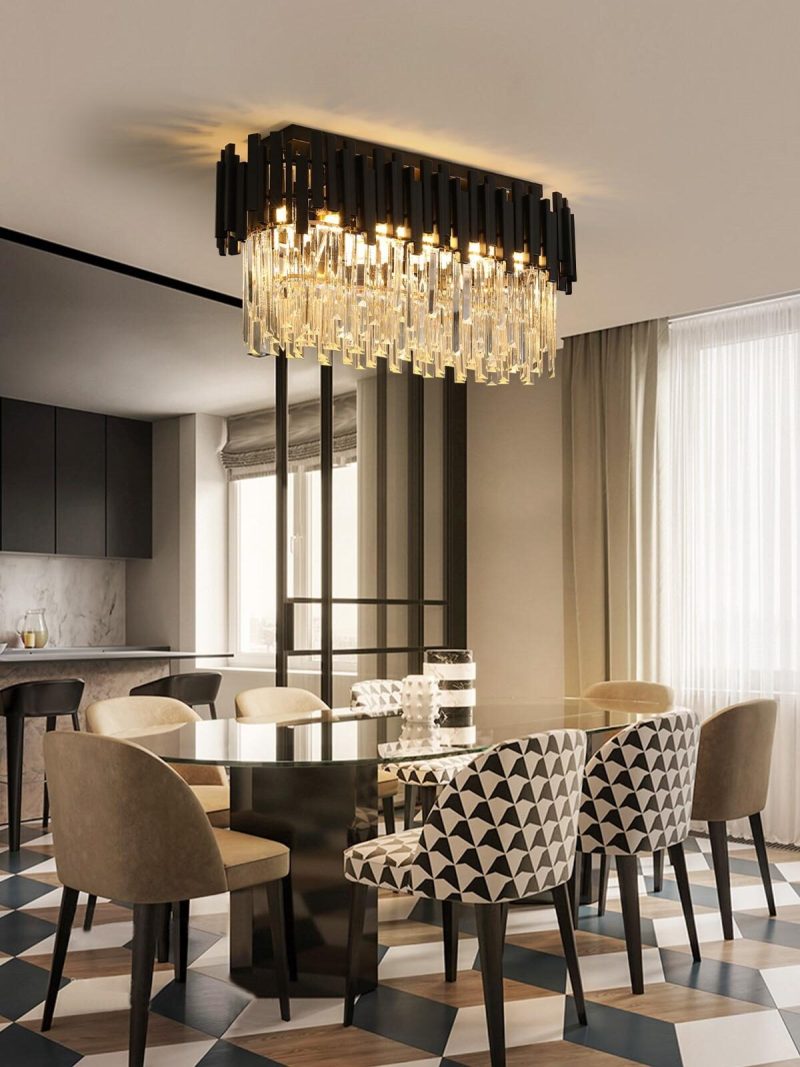 Candelabru modern cu cristale – 75x30 cm, culoare negru Elit's
